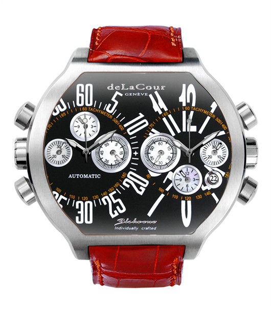 Replica DeLaCour BiChrono S2 Steel Black and White WAST2129-0979 Replica Watch